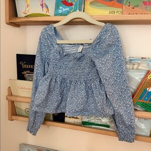 Janie and Jack Light Blue Floral Top